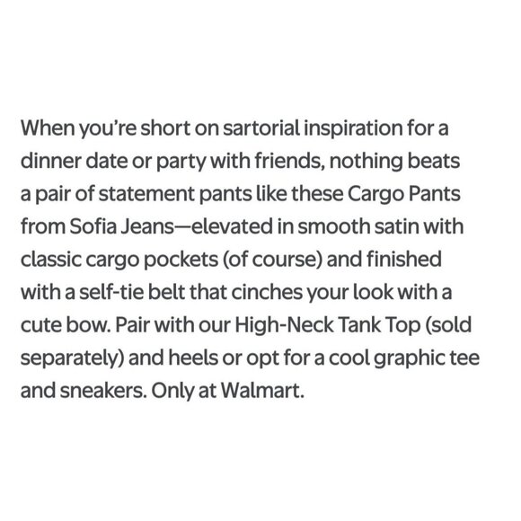 Sofia Jeans Women's Tapered High Rise Satin Cargo Pants, 27" Inseam, Size 16 - Picture 8 of 8